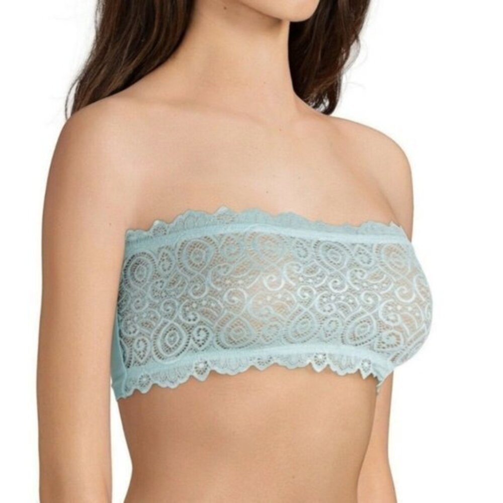 Free People Bandeau Scalloped Lace Bra Seafoam M/L